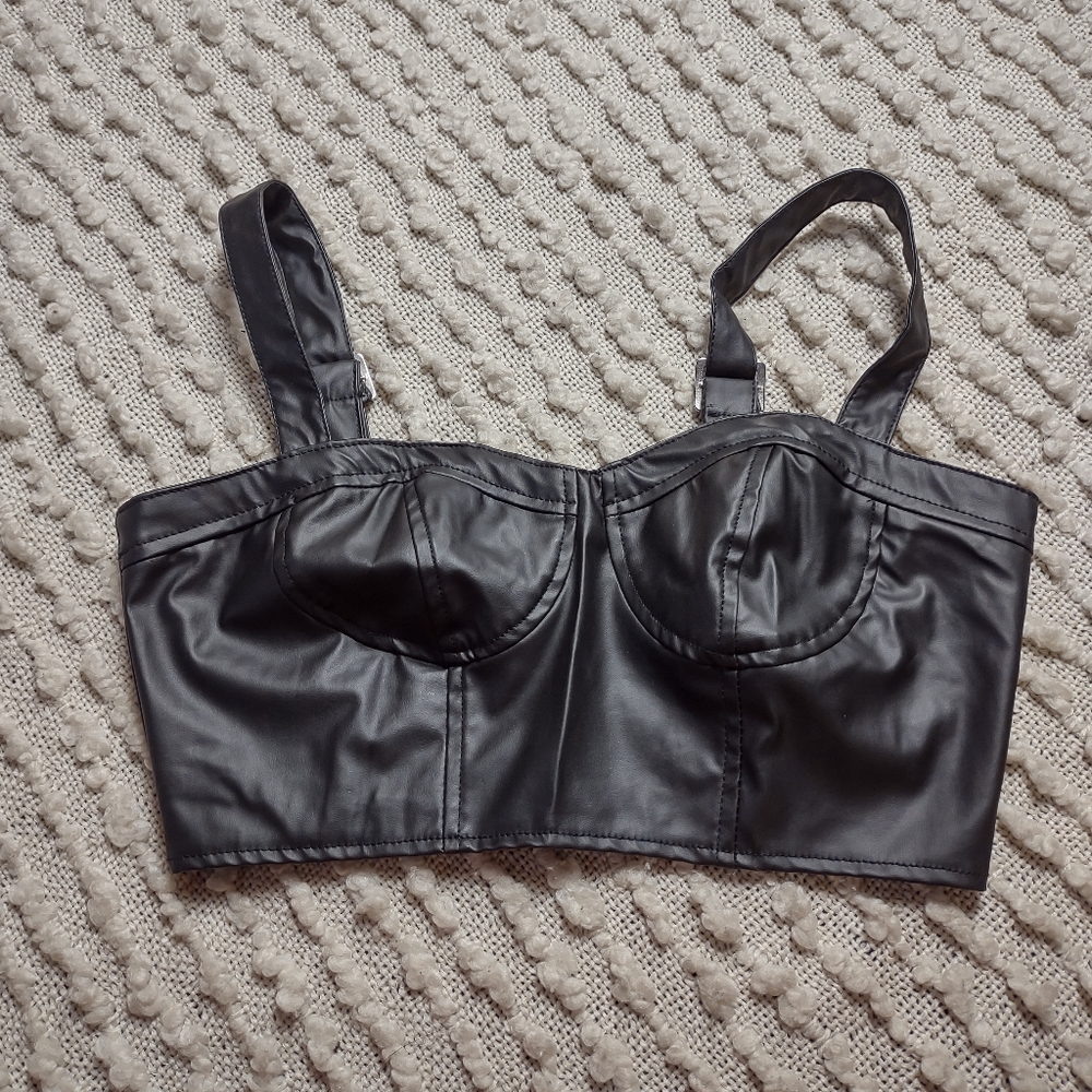 Faux leather crop top